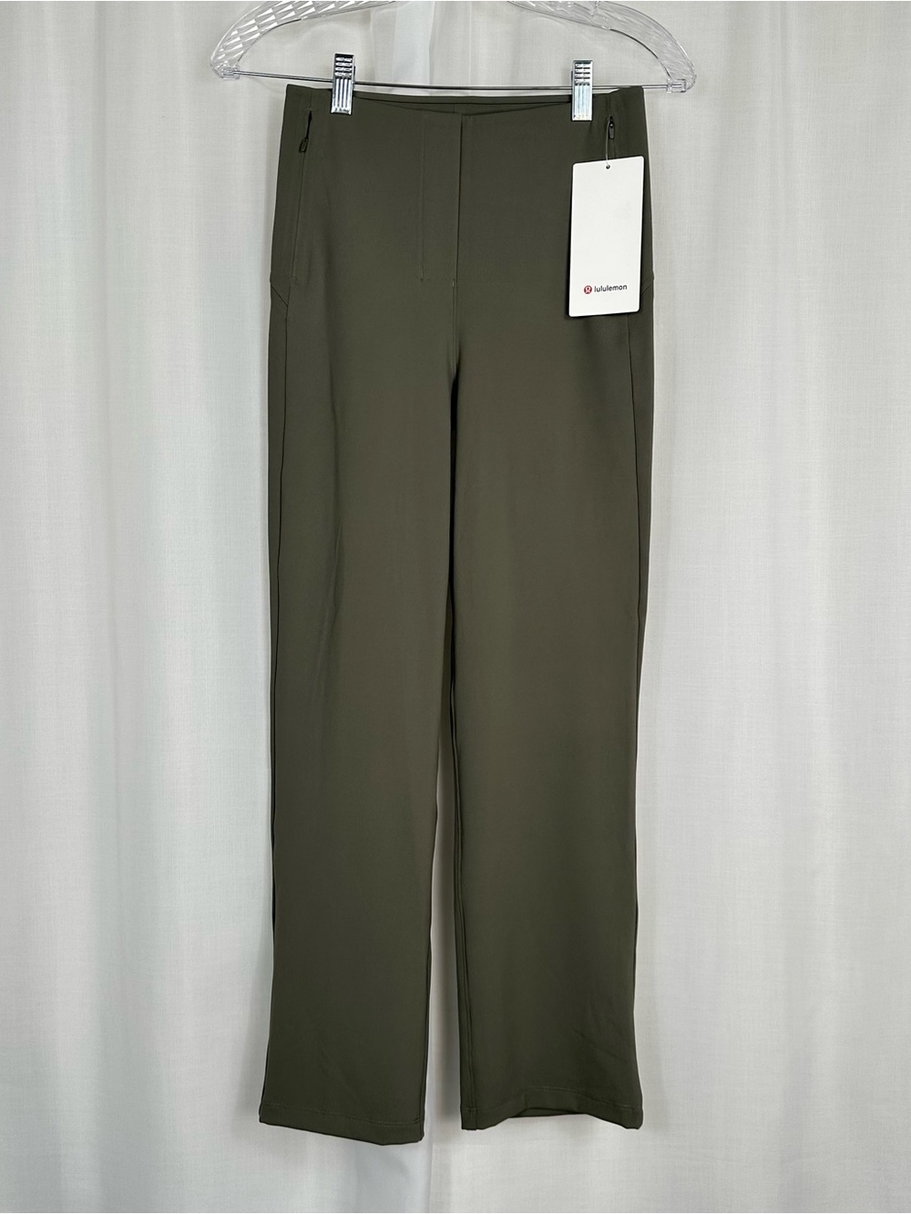 Lululemon Smooth Fit‎ Pull On High Rise Crop Pants Army Green 4 NWT